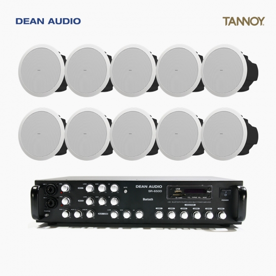 탄노이 음향패키지 DEAN AUDIO SR-650D 6채널 USB 앰프 TANNOY CVS6 실링스피커 10개