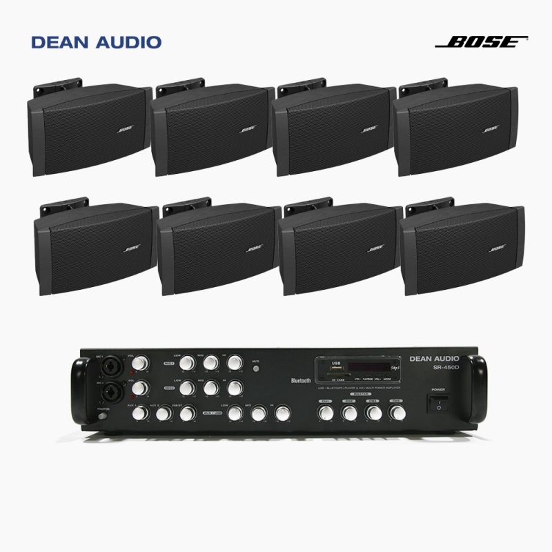 DEAN AUDIO SR-450D 4채널 USB 앰프 BOSE DS16SE 벽걸이 스피커 8개 보스 음향패키지