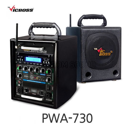 빅보스 VICBOSS PWA-730 200W 충전식 휴대용 앰프스피커 1CH CD