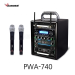 빅보스 VICBOSS PWA-740 200W 충전식 휴대용 앰프스피커 2CH CD