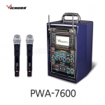 빅보스 VICBOSS PWA-7600 300W 충전식 휴대용 앰프스피커 2CH CD 모니터 케리어