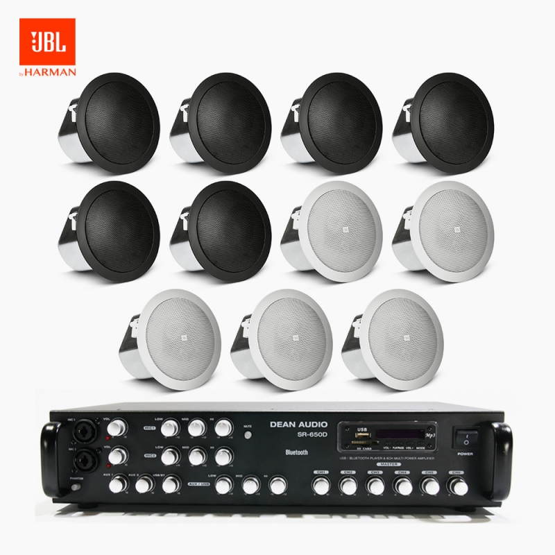 JBL 매장 카페 음향패키지 SR-650D 6채널 앰프 JBL CONTROL 12C/T 실링스피커 11EA