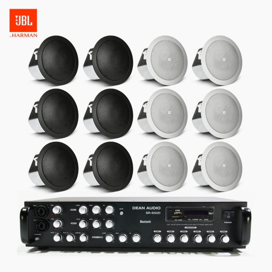 JBL 매장 카페 음향패키지 SR-650D 6채널 앰프 JBL CONTROL 12C/T 실링스피커 12EA