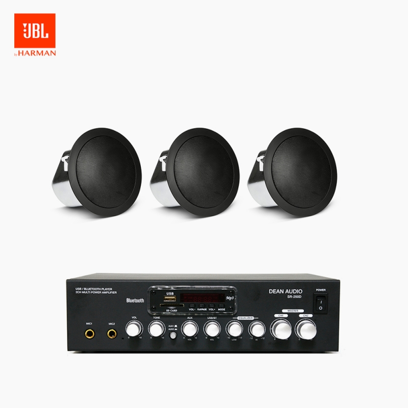 JBL 매장 카페 음향패키지 SR-250D 2채널 앰프 JBL CONTROL 12C/T 실링스피커 3EA