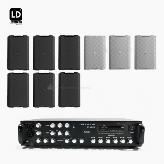 LD SYSTEM 매장 카페 음향패키지 SR-650D 앰프 DQOR3 벽부형 스피커 9EA