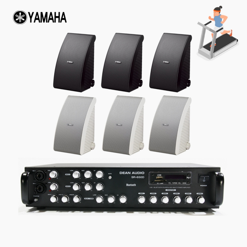 야마하 휘트니스 음향패키지 SR-650D 앰프 YAMAHA NS-AW992 스피커 6EA