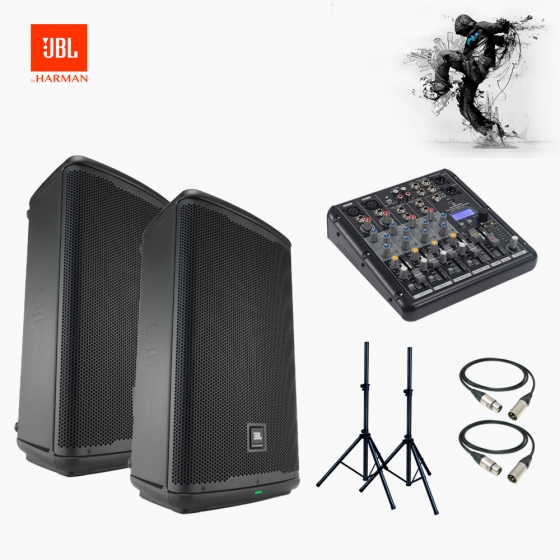 댄스음향패키지 JBL EON712 YOUMIX-202 MEDIA 스피커+오디오믹서+스피커스탠드+마이크케이블 SET