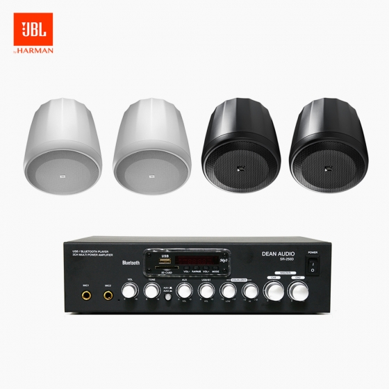 JBL 매장 카페 음향패키지 2채널 앰프 SR-250D + JBL CONTROL 62P 팬던트 위성스피커 4개