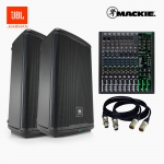 JBL 음향패키지 EON 712 블루투스 액티브 스피커 2EA + 맥키 PROFX12V3 아날로그 믹서 + 마이크 케이블 2EA