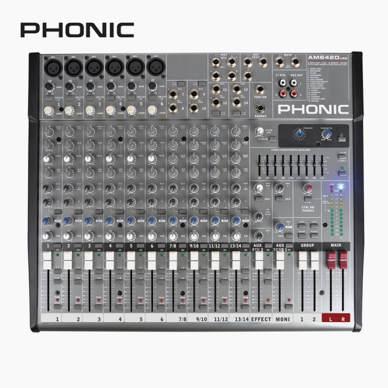 PHONIC 포닉 AM 642D USB 버스킹 콘서트 무대공연용 10채널 오디오 아날로그 믹서