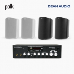 POLK AUDIO 매장 카페 상업용 ATRIUM5 아웃도어 라우드 스피커 4개+SR-250D 2채널 앰프 음향패키지