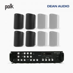 POLK AUDIO 매장 카페 상업용 ATRIUM5 아웃도어 라우드 스피커 8개+SR-450D 4채널 앰프 음향패키지