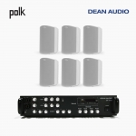 POLK AUDIO 매장 카페 상업용 ATRIUM5 아웃도어 라우드 스피커 6개+SR-450D 4채널 앰프 음향패키지