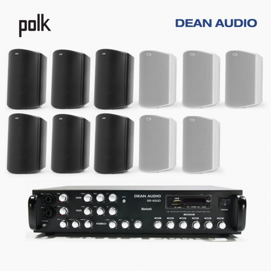 POLK AUDIO 매장 카페 상업용 ATRIUM5 아웃도어 라우드 스피커 11개+SR-650D 6채널 앰프 음향패키지