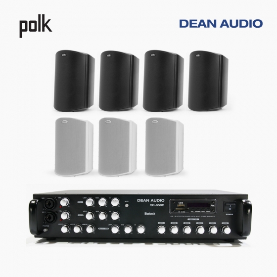 POLK AUDIO 매장 카페 상업용 ATRIUM5 아웃도어 라우드 스피커 7개+SR-650D 6채널 앰프 음향패키지