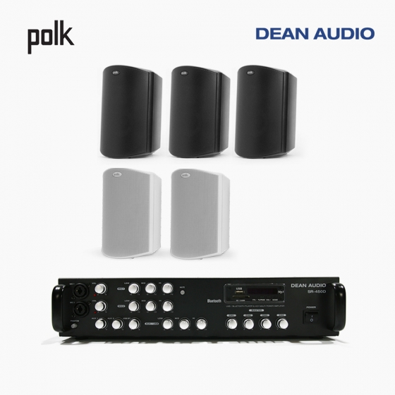 POLK AUDIO 매장 카페 상업용 ATRIUM6 아웃도어 라우드 스피커 5개+SR-450D 4채널 앰프 음향패키지