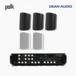 POLK AUDIO 매장 카페 상업용 ATRIUM6 아웃도어 라우드 스피커 5개+SR-450D 4채널 앰프 음향패키지