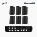 POLK AUDIO 매장 카페 상업용 ATRIUM6 아웃도어 라우드 스피커 6개+SR-450D 4채널 앰프 음향패키지