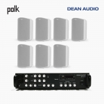 POLK AUDIO 매장 카페 상업용 ATRIUM6 아웃도어 라우드 스피커 7개+SR-450D 4채널 앰프 음향패키지