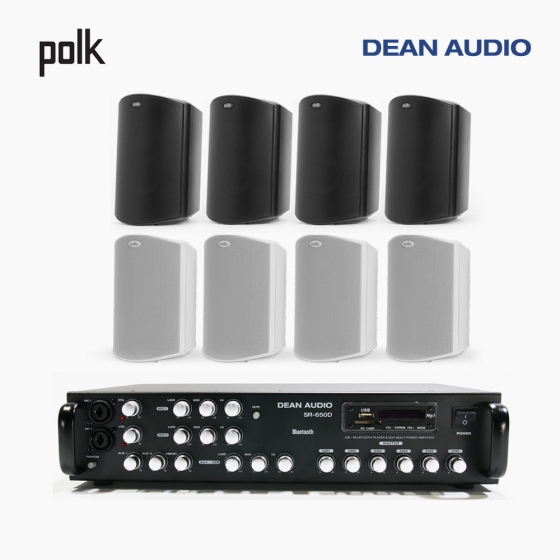 POLK AUDIO 매장 카페 상업용 ATRIUM6 아웃도어 라우드 스피커 8개+SR-650D 6채널 앰프 음향패키지