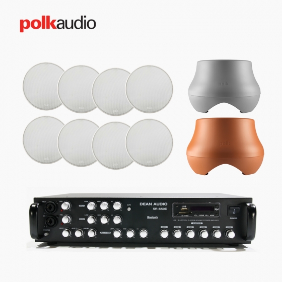 POLK AUDIO 매장 카페 상업용 V60 실링스피커 8개+ATRIUM SUB100 서브우퍼+SR-650D 6채널 앰프 음향패키지