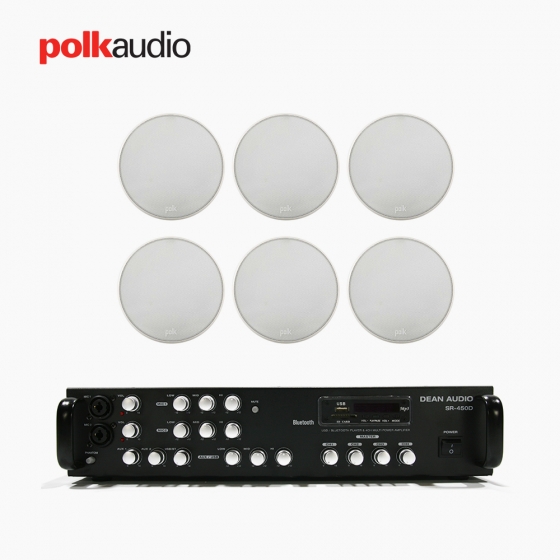 POLK AUDIO 매장 카페 상업용 V60 실링스피커 6개+SR-450D 4채널 앰프 음향패키지