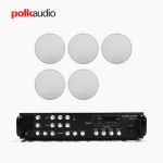 POLK AUDIO 매장 카페 상업용 V60 실링스피커 5개+SR-450D 4채널 앰프 음향패키지