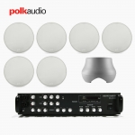 POLK AUDIO 매장 카페 상업용 V6S 실링스피커 6개+ATRIUM SUB100 서브우퍼+SR-450D 4채널 앰프 음향패키지