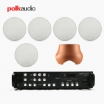 POLK AUDIO 매장 카페 상업용 V6S 실링스피커 5개+ATRIUM SUB100 서브우퍼+SR-450D 4채널 앰프 음향패키지