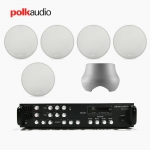 POLK AUDIO 매장 카페 상업용 V6S 실링스피커 5개+ATRIUM SUB100 서브우퍼+SR-450D 4채널 앰프 음향패키지