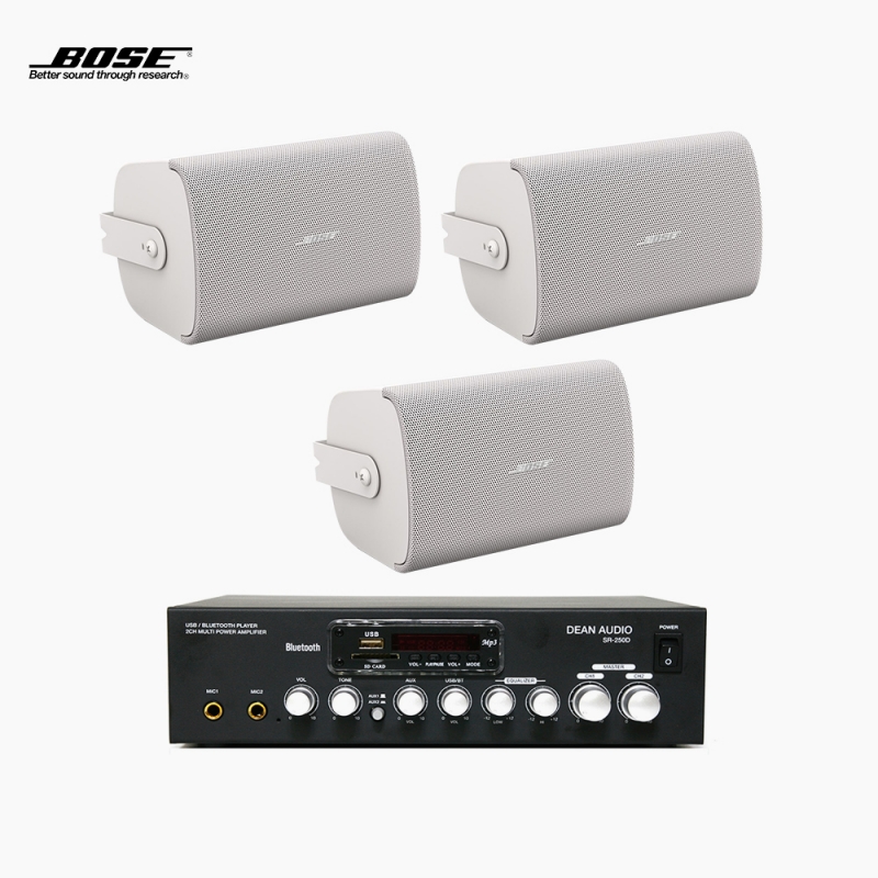 보스 매장 카페 상업용 FS4SE 벽부형 스피커 3개 + SR-250D 2채널 앰프 BOSE 음향패키지