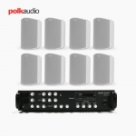 POLK AUDIO 매장 카페 상업용 ATRIUM4 아웃도어 라우드 스피커 8개+SR-450D 4채널 앰프 음향패키지