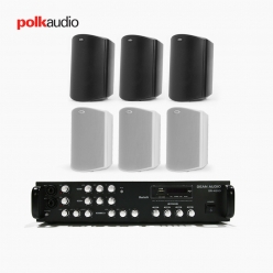 POLK AUDIO 매장 카페 상업용 ATRIUM4 아웃도어 라우드 스피커 6개+SR-450D 4채널 앰프 음향패키지