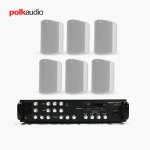 POLK AUDIO 매장 카페 상업용 ATRIUM4 아웃도어 라우드 스피커 6개+SR-450D 4채널 앰프 음향패키지