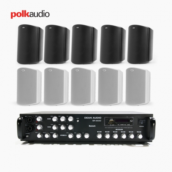 POLK AUDIO 매장 카페 상업용 ATRIUM4 아웃도어 라우드 스피커 10개+SR-650D 6채널 앰프 음향패키지