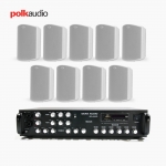 POLK AUDIO 매장 카페 상업용 ATRIUM4 아웃도어 라우드 스피커 9개+SR-650D 6채널 앰프 음향패키지