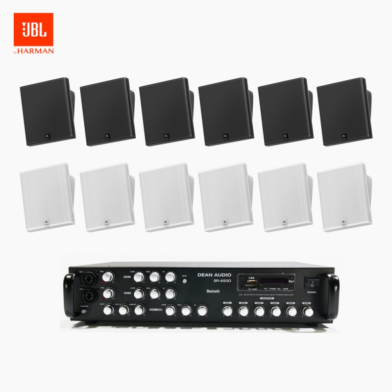 JBL 매장 카페 회의실 상업용 SLP-12T 벽걸이 라우드 스피커 12개+SR-650D 6채널 앰프 음향패키지