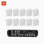 JBL 매장 카페 회의실 상업용 SLP-12T 벽걸이 라우드 스피커 10개+SR-650D 6채널 앰프 음향패키지