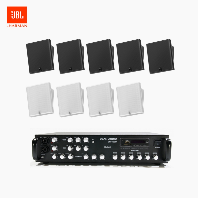 JBL 매장 카페 회의실 상업용 SLP-12T 벽걸이 라우드 스피커 9개+SR-650D 6채널 앰프 음향패키지