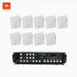 JBL 매장 카페 회의실 상업용 SLP-12T 벽걸이 라우드 스피커 9개+SR-650D 6채널 앰프 음향패키지