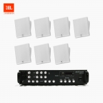 JBL 매장 카페 회의실 상업용 SLP-12T 벽걸이 라우드 스피커 7개+SR-450D 4채널 앰프 음향패키지