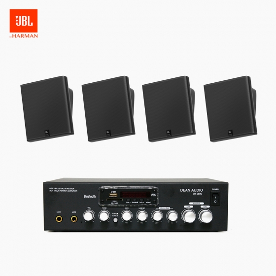 JBL 매장 카페 회의실 상업용 SLP-12T 벽걸이 라우드 스피커 4개+SR-250D 2채널 앰프 음향패키지