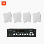 JBL 매장 카페 회의실 상업용 SLP-12T 벽걸이 라우드 스피커 4개+SR-250D 2채널 앰프 음향패키지