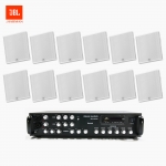 JBL 매장 카페 회의실 상업용 SLP-14T 벽걸이 라우드 스피커 12개+SR-650D 6채널 앰프 음향패키지