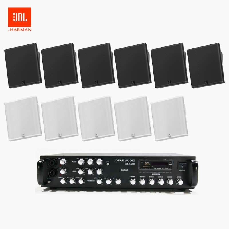 JBL 매장 카페 회의실 상업용 SLP-14T 벽걸이 라우드 스피커 11개+SR-650D 6채널 앰프 음향패키지