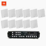 JBL 매장 카페 회의실 상업용 SLP-14T 벽걸이 라우드 스피커 11개+SR-650D 6채널 앰프 음향패키지