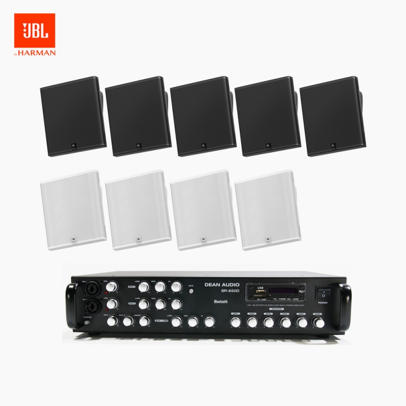 JBL 매장 카페 회의실 상업용 SLP-14T 벽걸이 라우드 스피커 9개+SR-650D 6채널 앰프 음향패키지