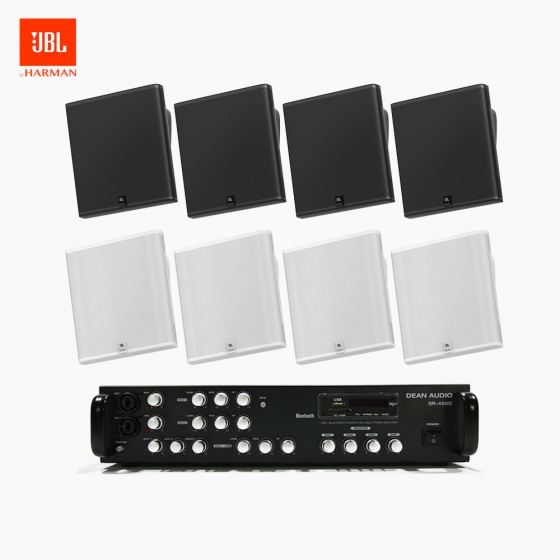 JBL 매장 카페 회의실 상업용 SLP-14T 벽걸이 라우드 스피커 8개+SR-450D 4채널 앰프 음향패키지