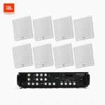 JBL 매장 카페 회의실 상업용 SLP-14T 벽걸이 라우드 스피커 8개+SR-450D 4채널 앰프 음향패키지