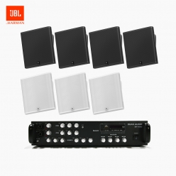 JBL 매장 카페 회의실 상업용 SLP-14T 벽걸이 라우드 스피커 7개+SR-450D 4채널 앰프 음향패키지